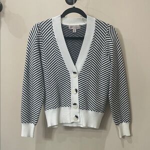 Philosophy Black and White Striped Cardigan